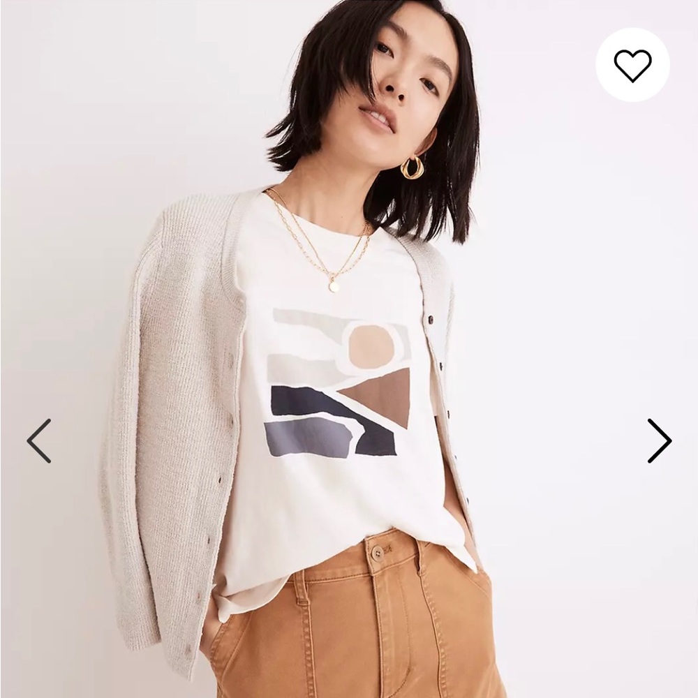 Madewell, Oversized Tee, Standard Size (XS), Antique Cream with graphic
